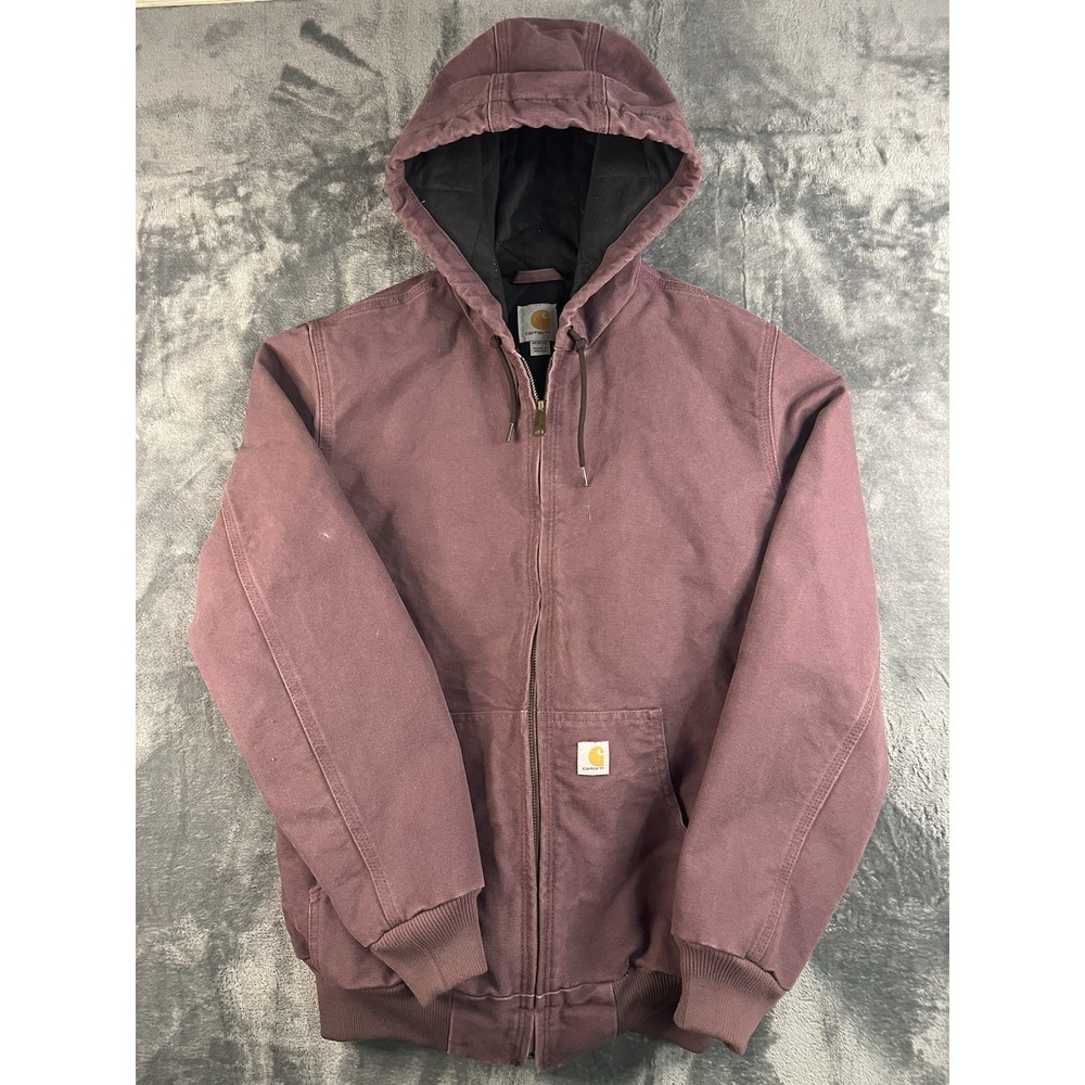 Carhartt WJ130 DPM Women M 8/10 Deep Plum Canvas Quilted Hooded Active Jacket